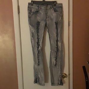Lovesick Gray Vintage Jeans with Rips & Holes